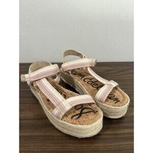 Sam Edelman Artica Platform Wedge Espadrilles Sandals Sz 10 Pink Beige Vacation